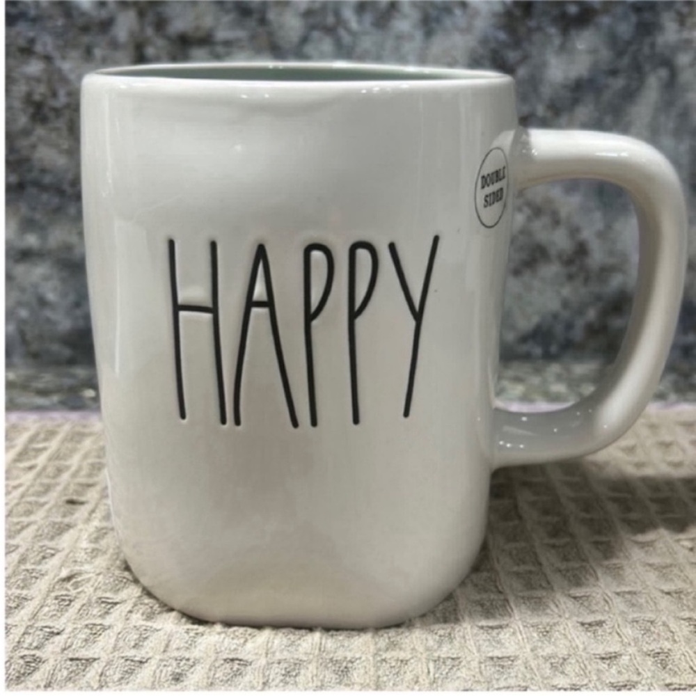 NWT Rae Dunn โHAPPYโ 16 oz Mug Double Sided with Sunflower